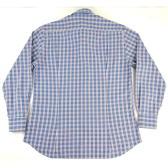 Paul And Shark Yachting Button Down Dress Shirt Mens Size L 16.5 Plaid Red Blue - Picture 5 of 7